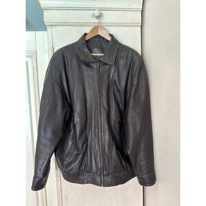 Black Leather Bomber Jacket